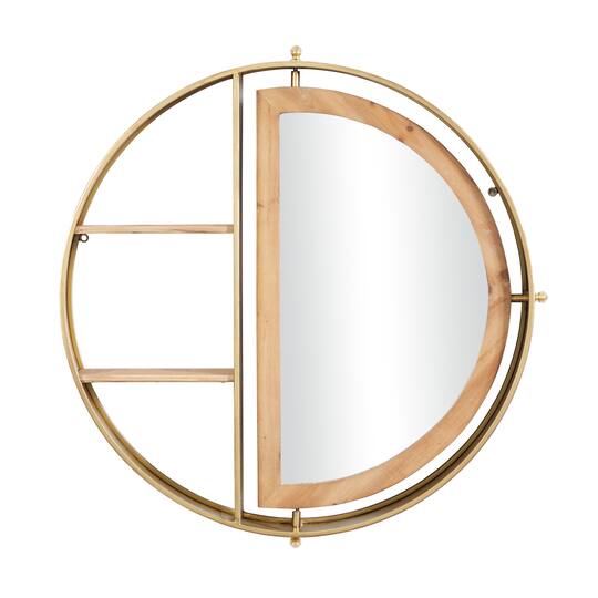 Gold Metal Contemporary Wall Shelf, 27" x 28" x 5"